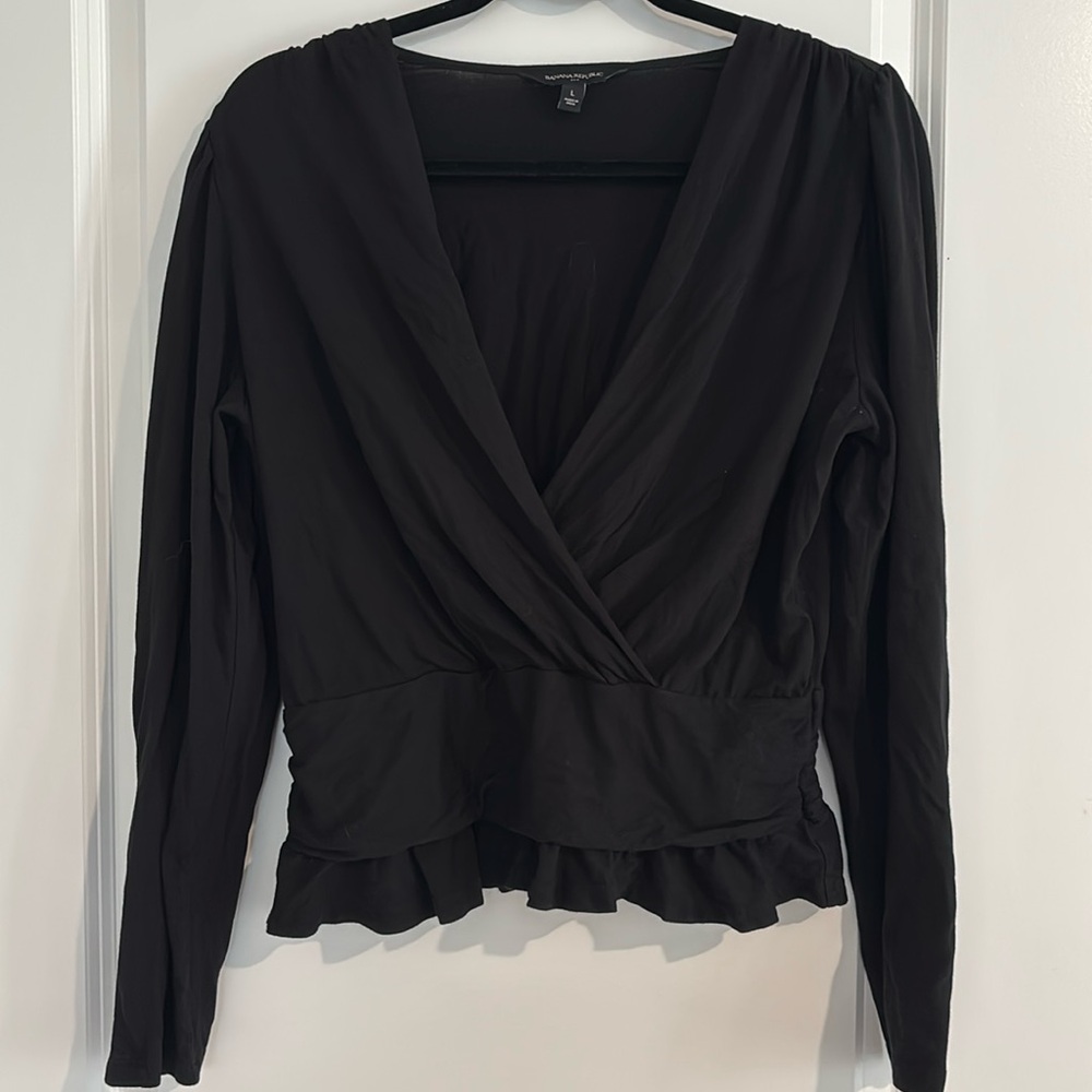 Banana Republic Black Wrap Blouse